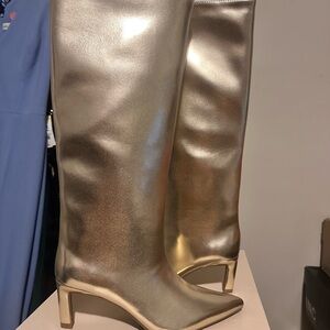 Rachel Metallic Gold Heeled Boots